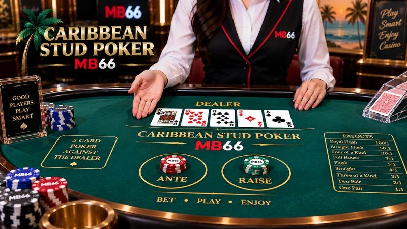 Caribbean Stud Poker MB66 – Luật Poker 5 Lá & Ante/Raise