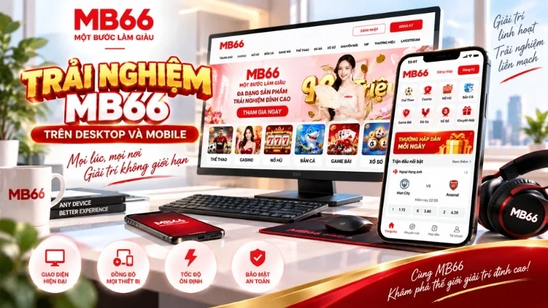 Giao diện MB66 trên desktop và mobile.